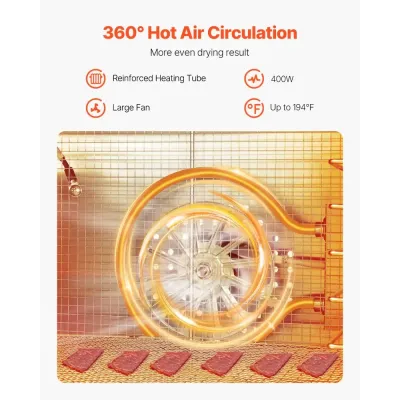 Deshidratadora de Alimentos de Acero Inoxidable –  6 Bandejas, 400 W, Uso Comercial