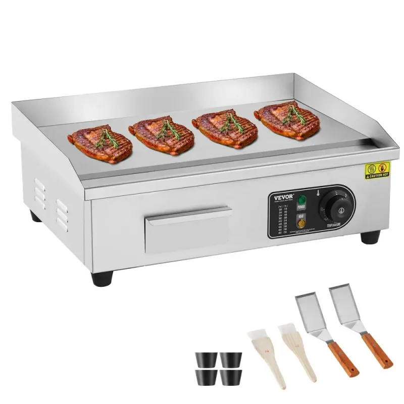 Plancha Electrica Industrial 3200 W – Flat Top de Acero Inoxidable (55 × 40 cm)