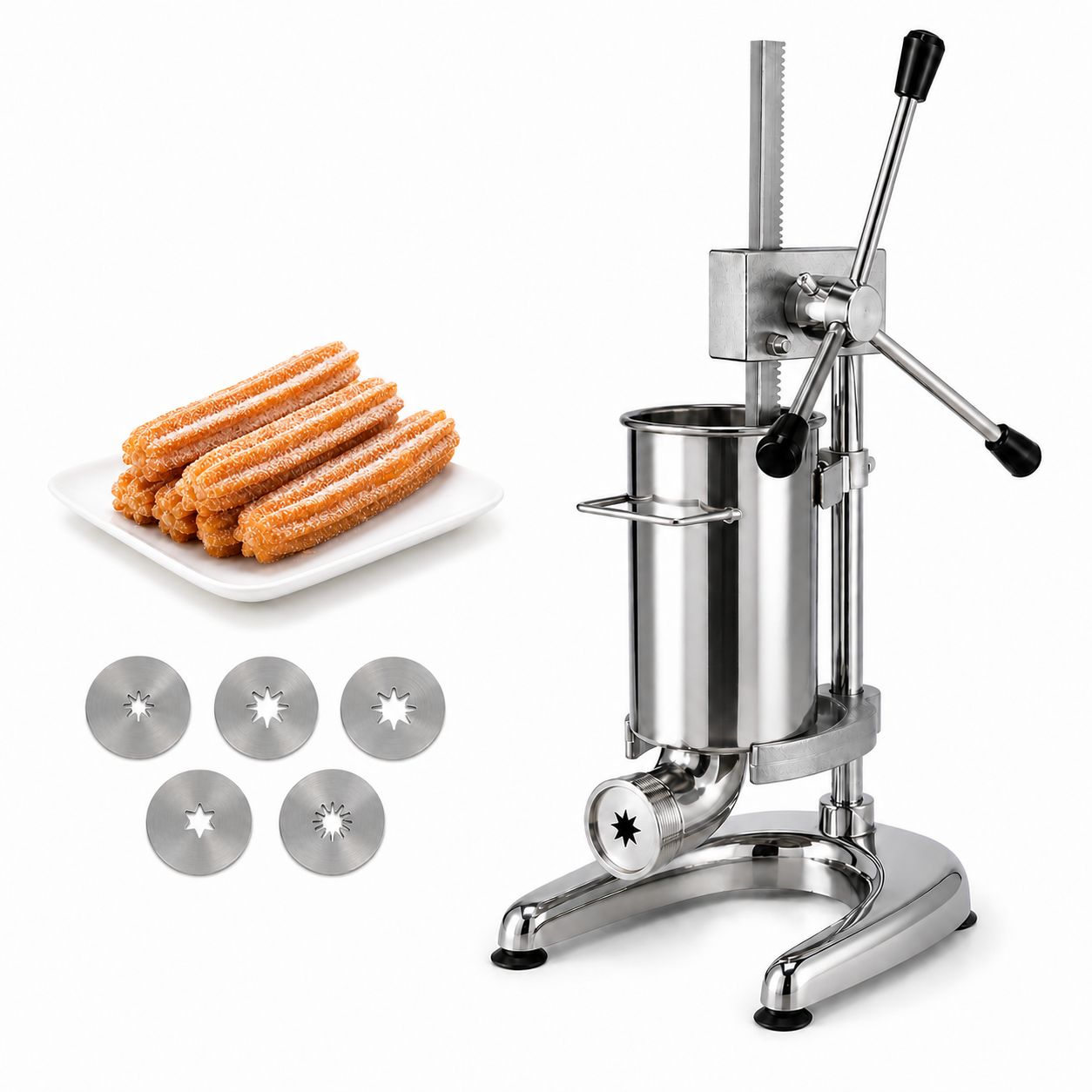 Maquina Comercial Para Churros Con Capacidad de 2 Litros Con 5 Diferentes Moldes