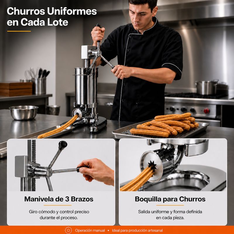 Maquina Comercial Para Churros Con Capacidad de 2 Litros Con 5 Diferentes Moldes