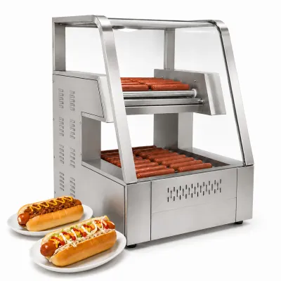 Máquina Industrial para Hot Dogs de 2 Niveles Para 18 Rodos y 30 salchichas + Luz Interna