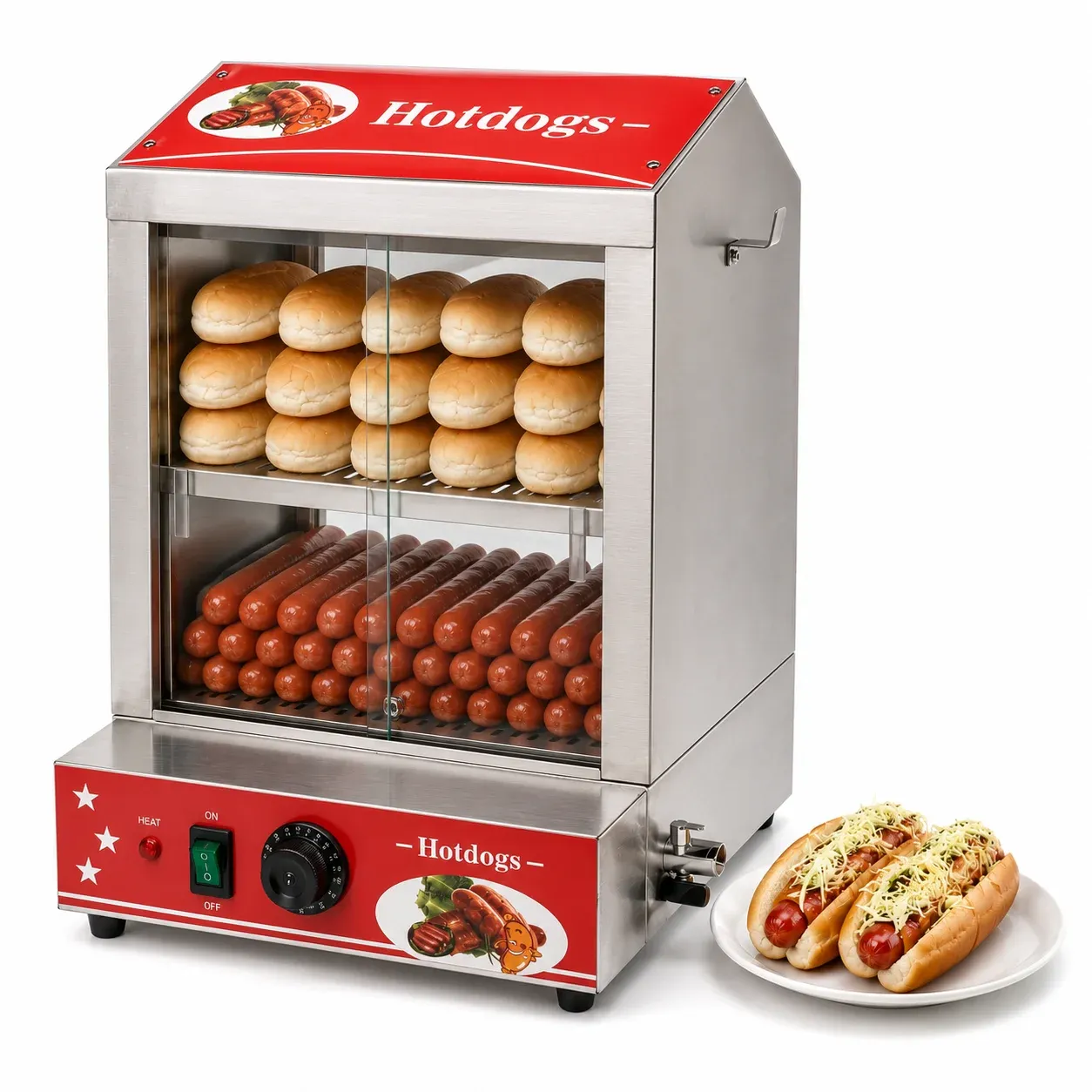 Máquina Industrial para Hot Dogs al Vapor con Calentador de Panes