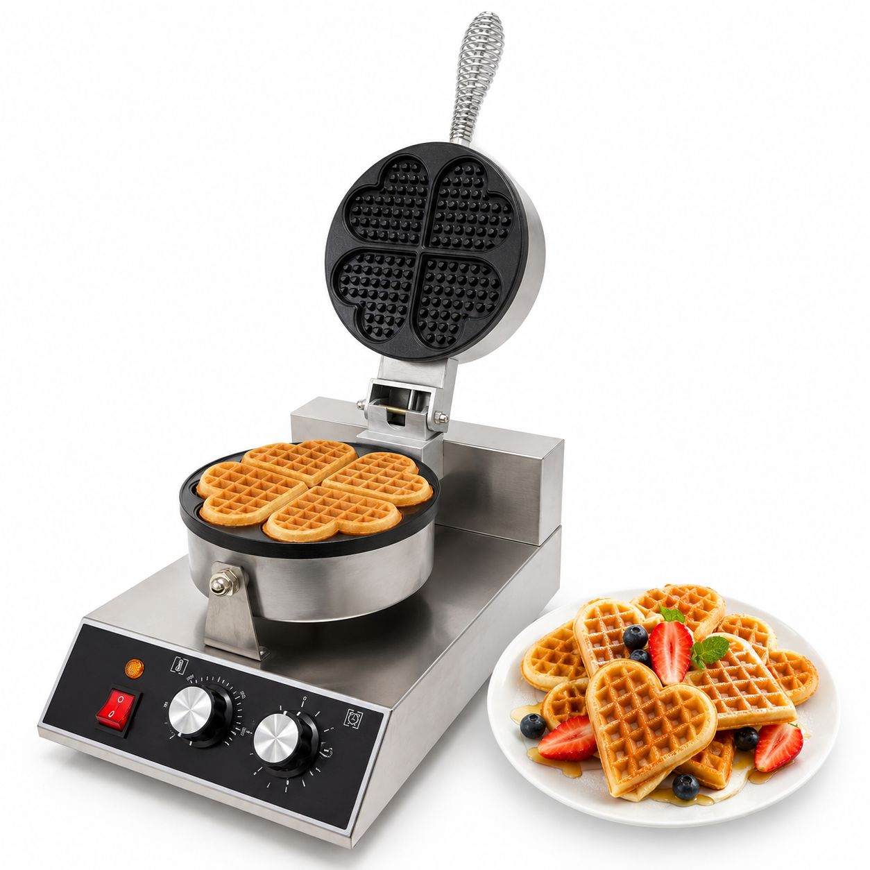 Maquina Industrial Electrica para Waffles En Forma De Corazones