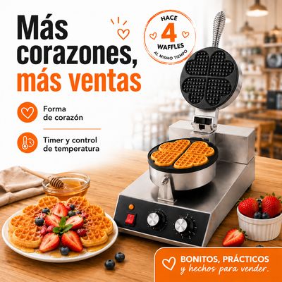 Maquina Industrial Electrica para Waffles En Forma De Corazones