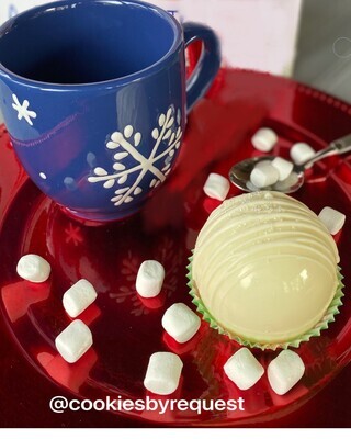 Individual white Hot Cocoa Bomb (HCB)
