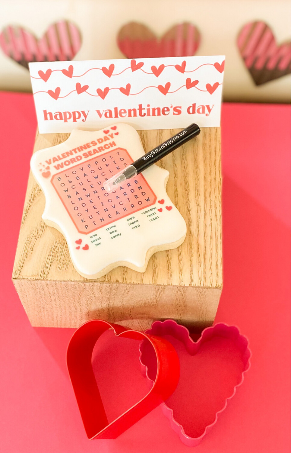 Valentine word search cookie