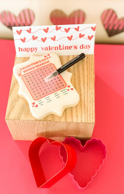 Valentine word search cookie