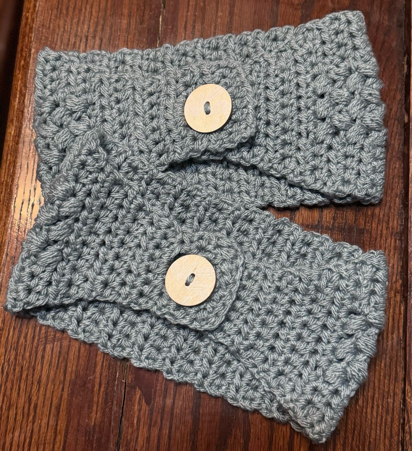 Snowy Blue Headband w/Button