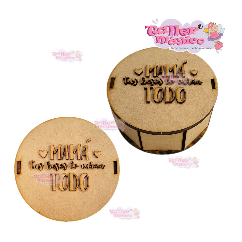CAJA REDONDA MINI MAMÁ TUS BESOS
