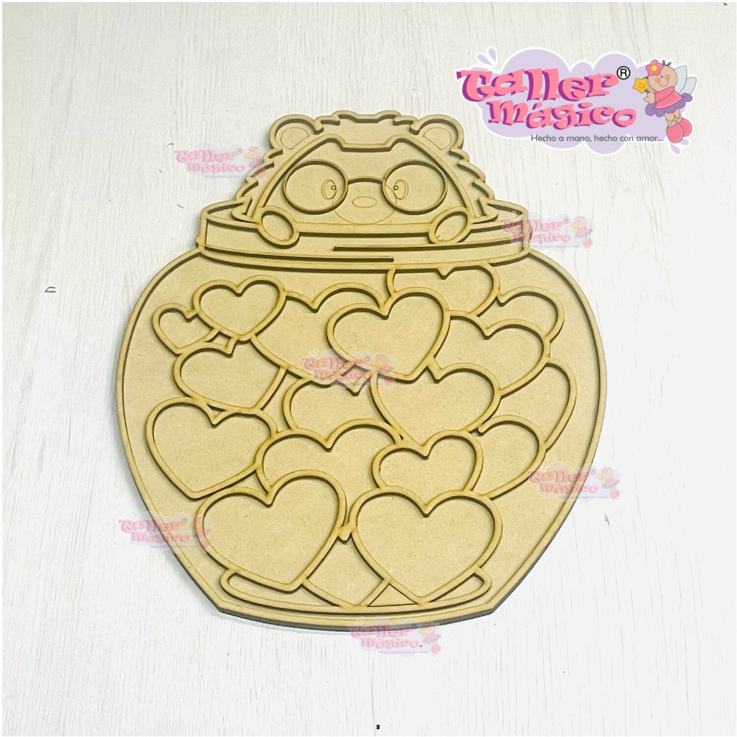 FRASCO ERIZO CORAZONES VITRAL 30CM