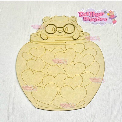 FRASCO ERIZO CORAZONES 30CM