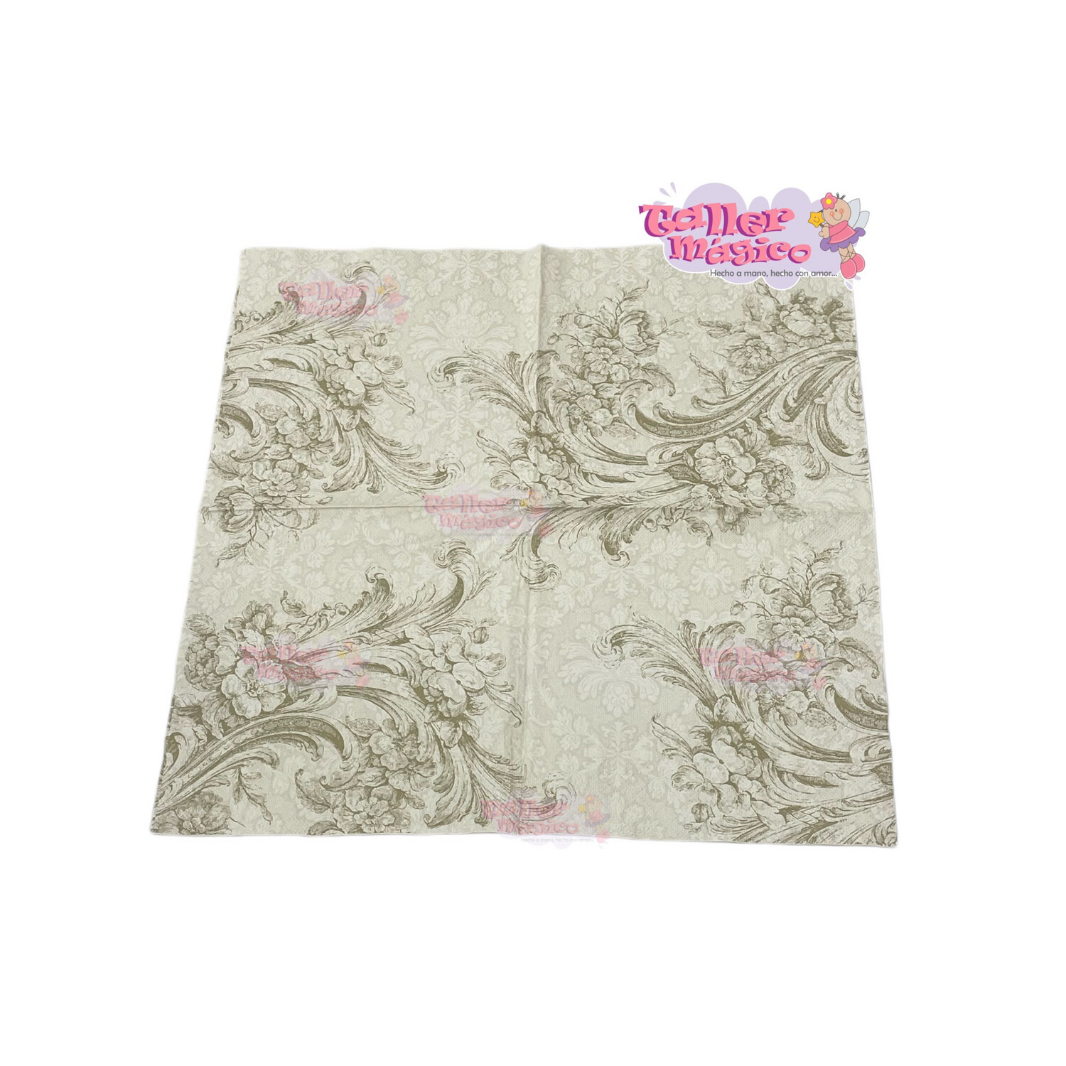 SERVILLETA BEIGE ARABESCO FLORAL