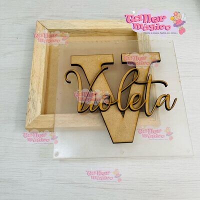 BASTIDOR 20X20CM CON ACRILICO Y NOMBRE (SHAKER)