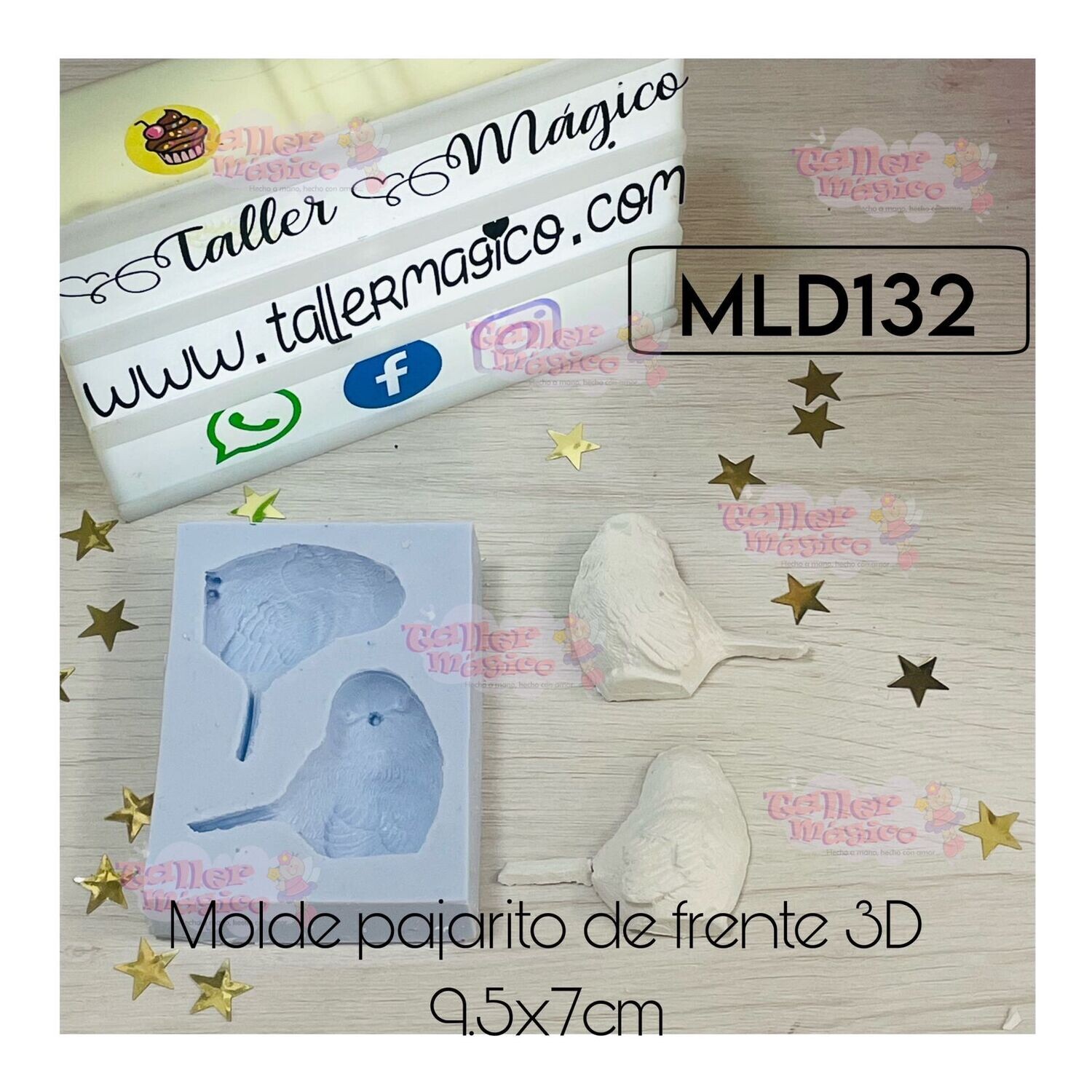 MOLDE PAJARITO DE FRENTE 3D 9.5X7