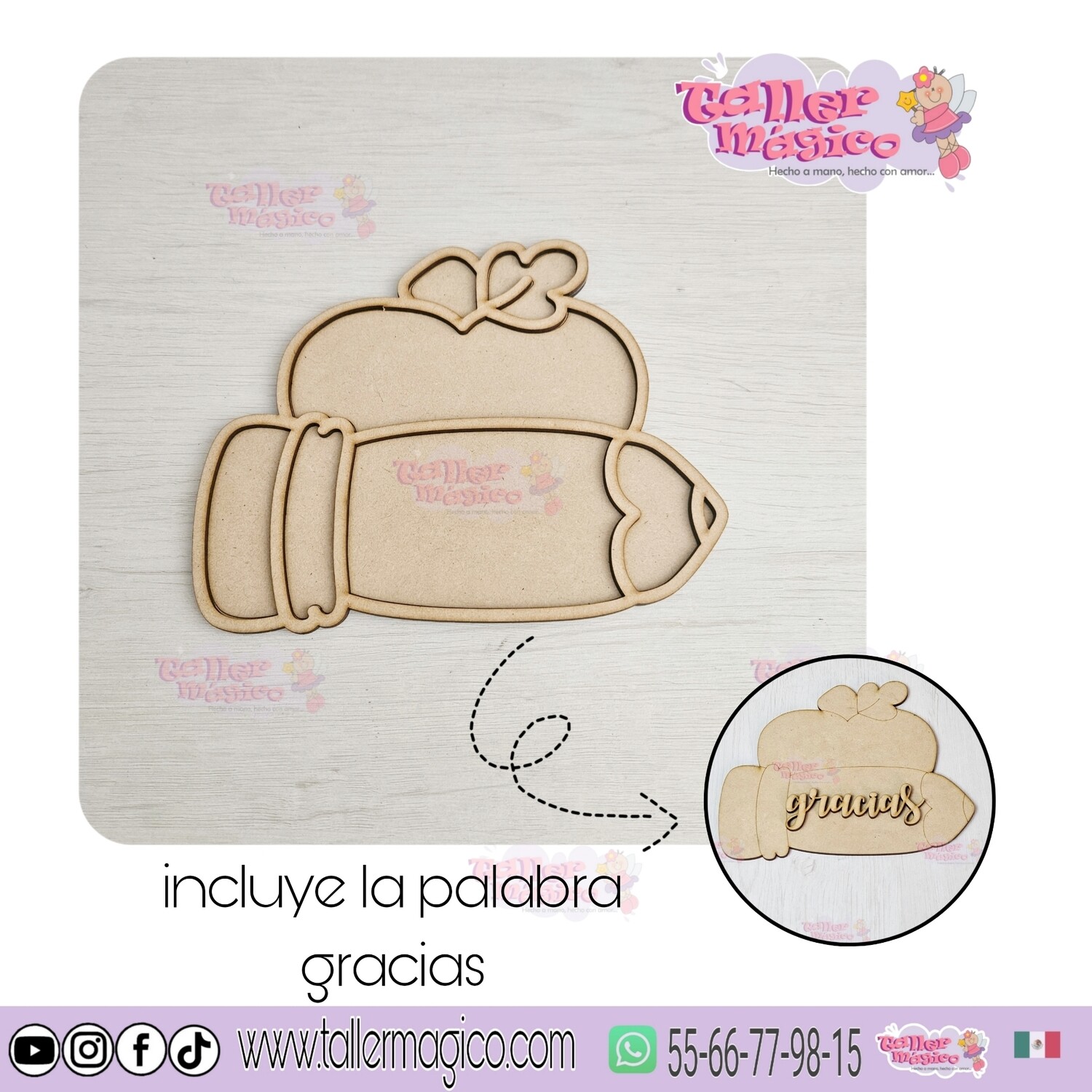 LAPIZ MANZANA GRACIAS VITRAL