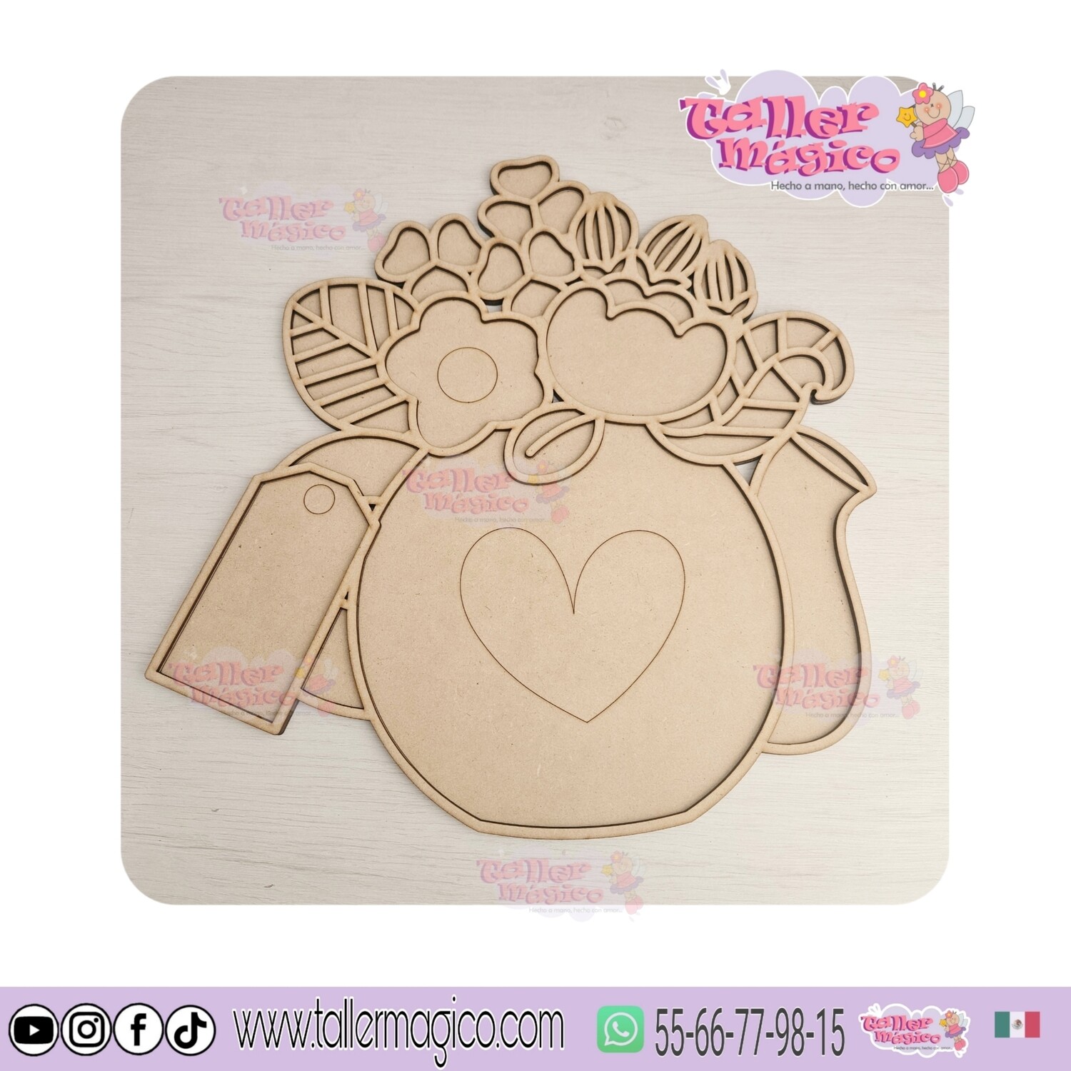 TETERA FLORAL Y TAG VITRAL