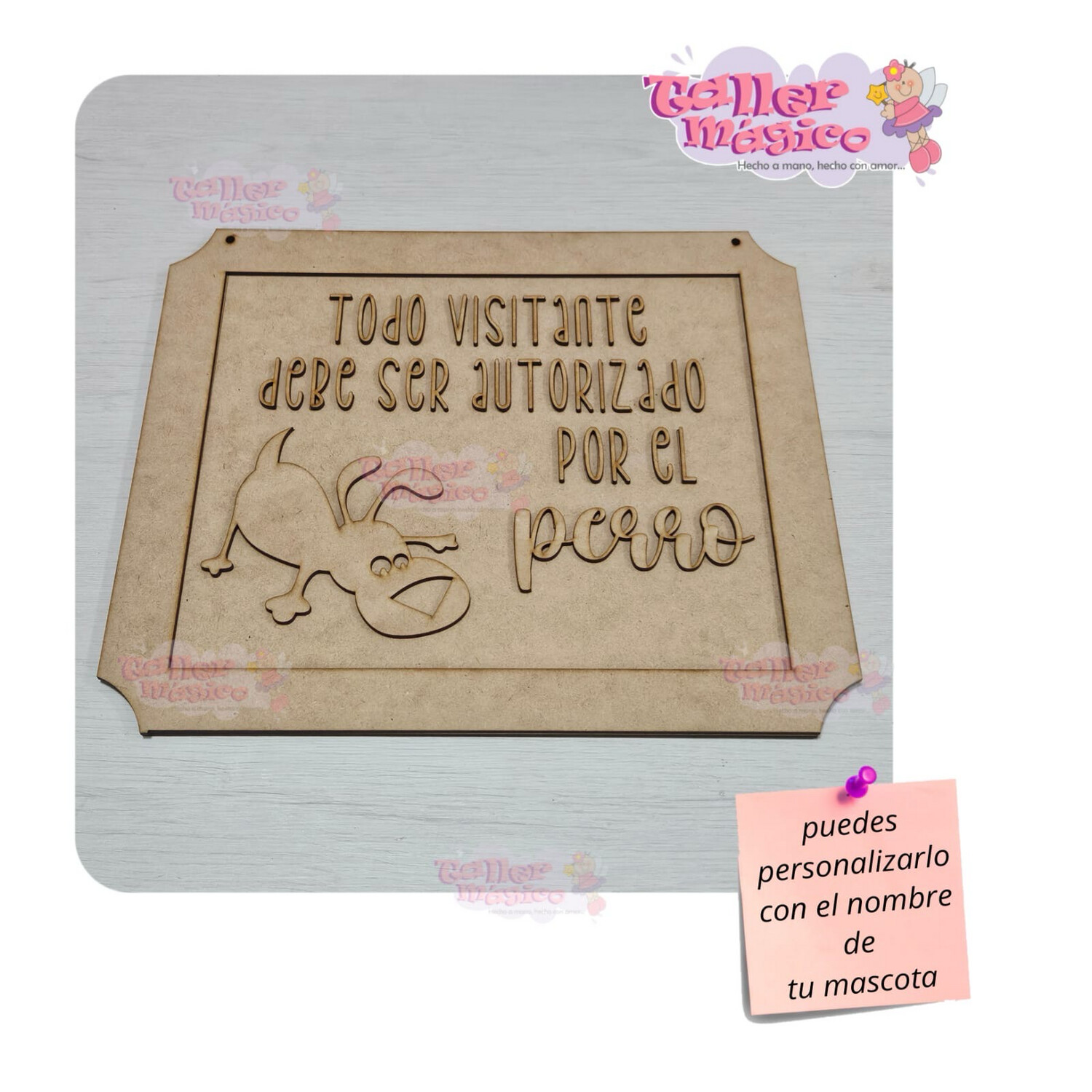 LETRERO AUTORIZADO POR EL PERRO PERSONALIZADO