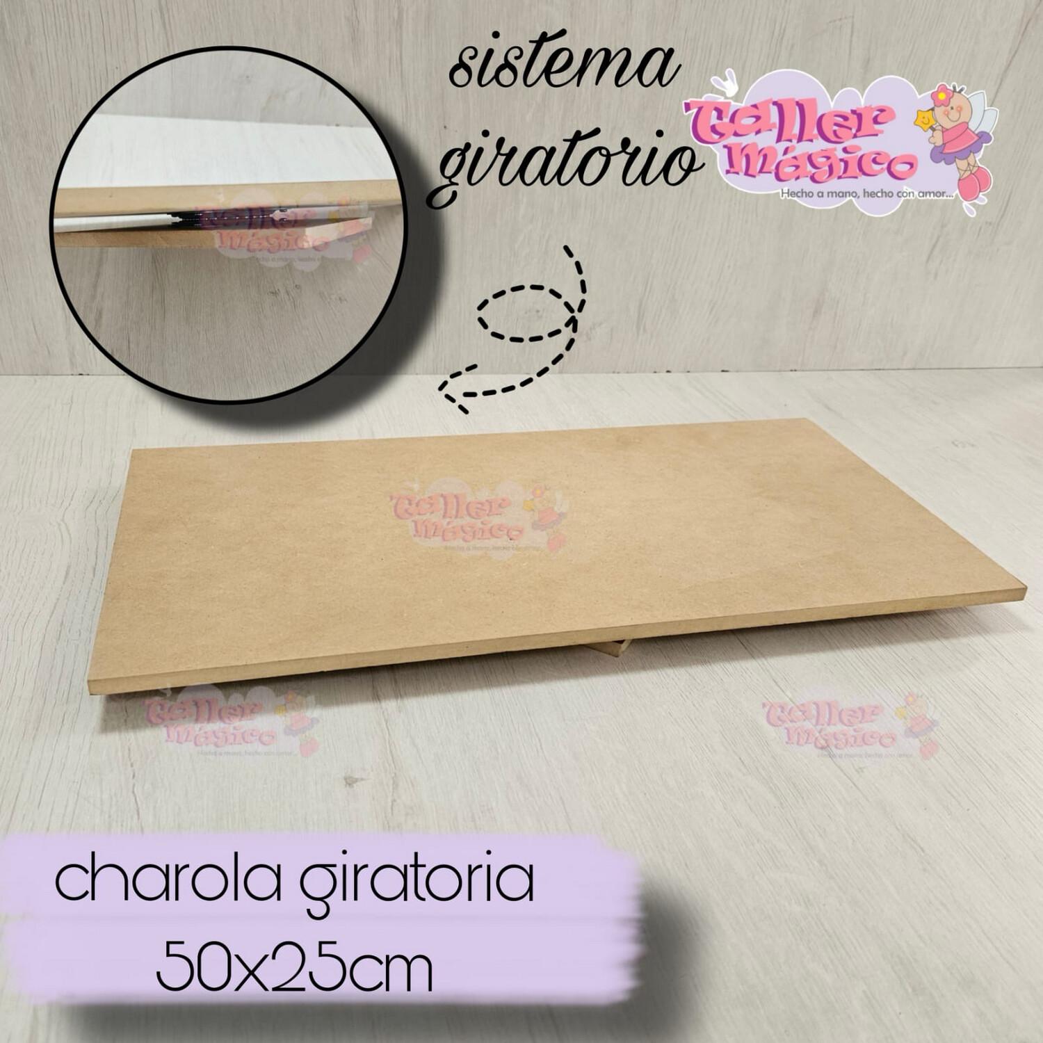 CHAROLA GIRATORIA RECTANGULAR (lazy susan) 50x25cm
