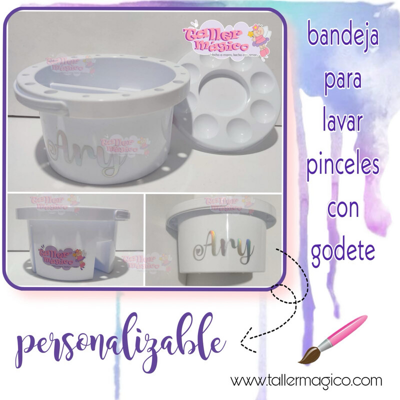 Bandeja para lavar pinceles con godete