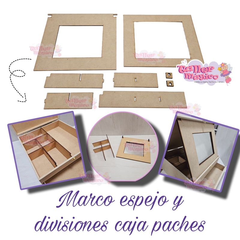 Marco espejo y divisiones caja paches