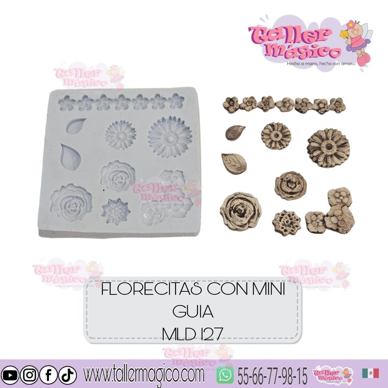 MOLDE FLORECITAS CON MINI GUÍA MLD127