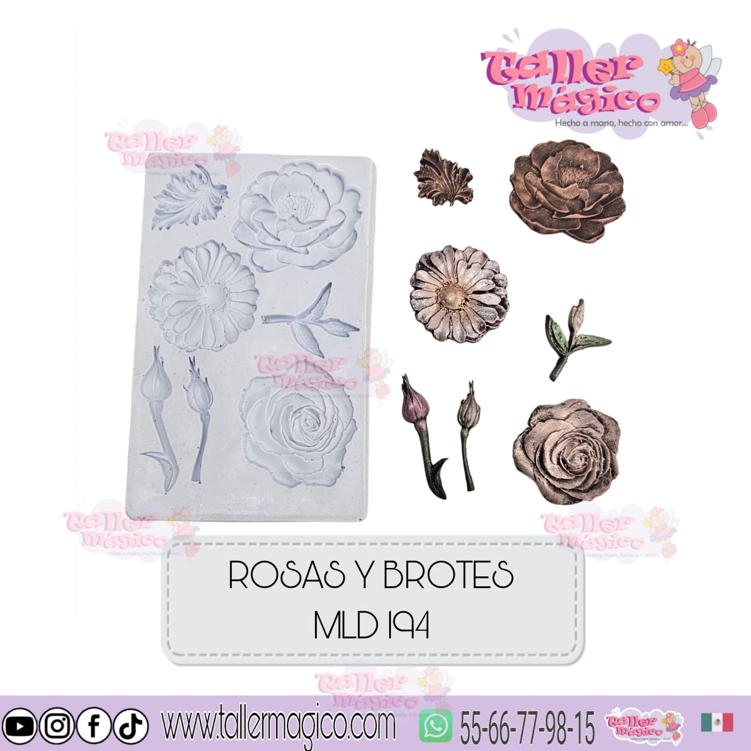 MOLDE 18X11 ROSAS Y BROTES