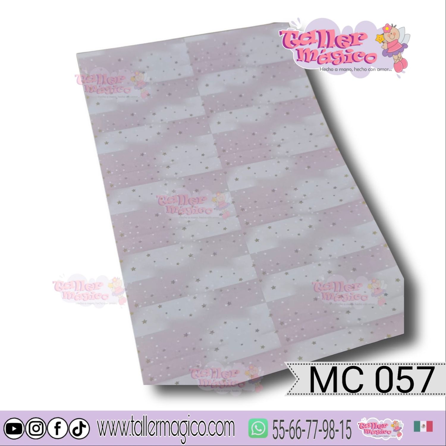 CROMO DEGRADADO ROSA ESTRELLA DORADA MC 057