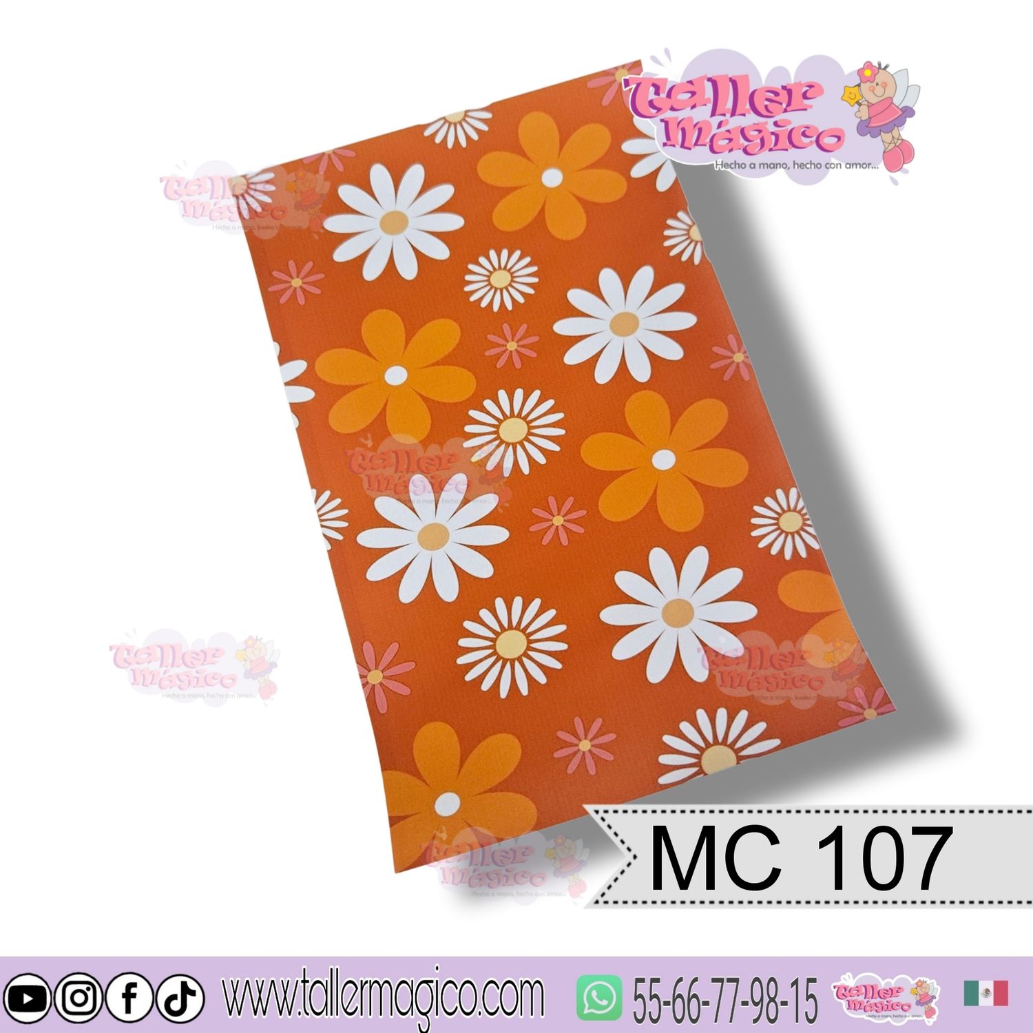 CROMO NARANJA FLORES BLANCAS MC 107