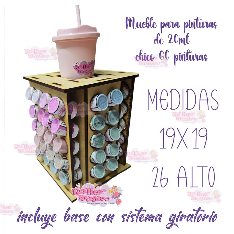 MUEBLE GIRATORIO PARA PINTURAS DE 20ML CHICO