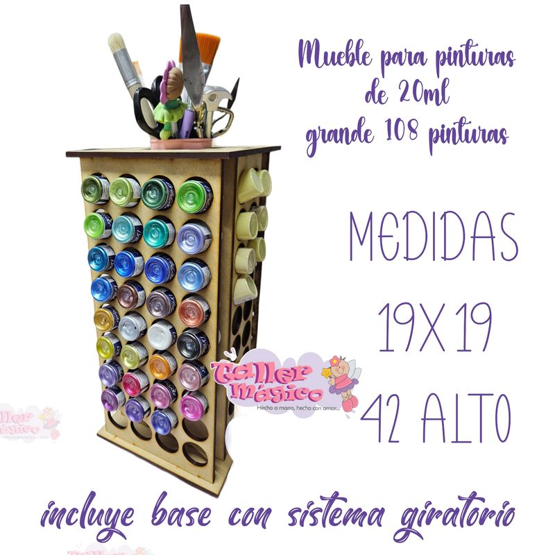 MUEBLE GIRATORIO PARA PINTURAS DE 20ML GRANDE 108 PINTURAS