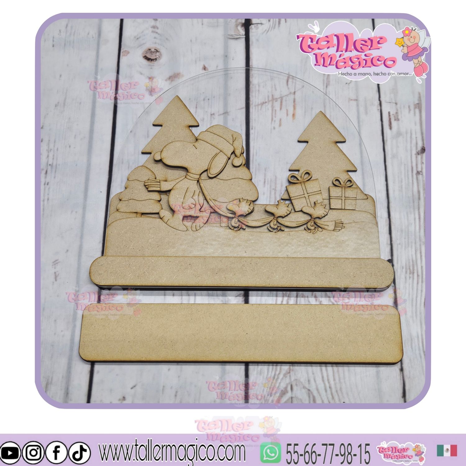 DOMO CON ACRILICO SNOOPY NAVIDEÑO