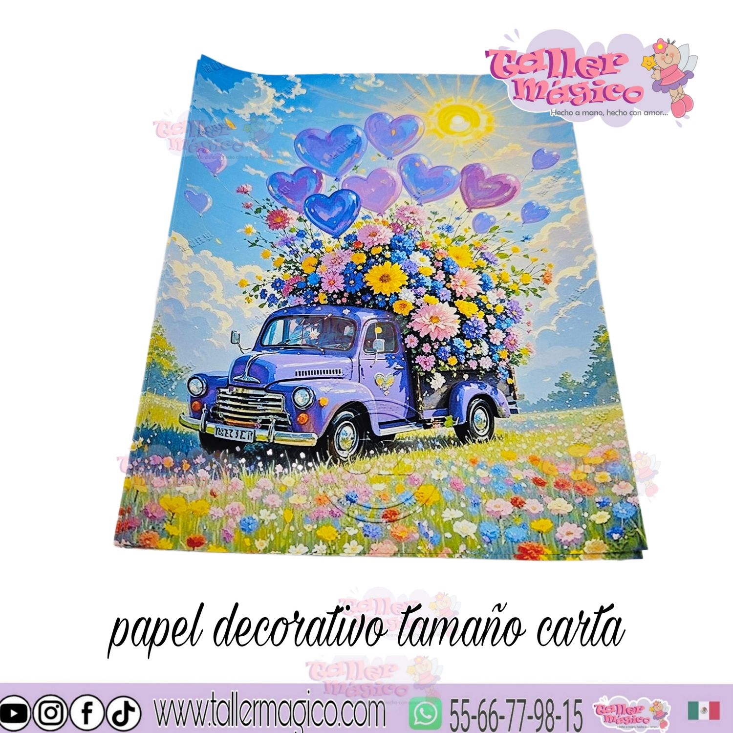 CROMO &quot;CAMIONETA VIOLETA FLORAL&quot;