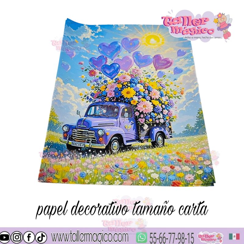 CROMO &quot;CAMIONETA VIOLETA FLORAL&quot;