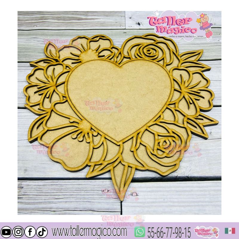 CORAZÓN MARCO FLORAL VITRAL