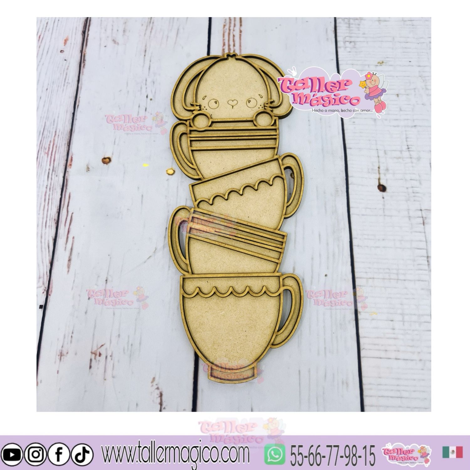 CONEJITO TAZAS APILADAS VITRAL 30CM
