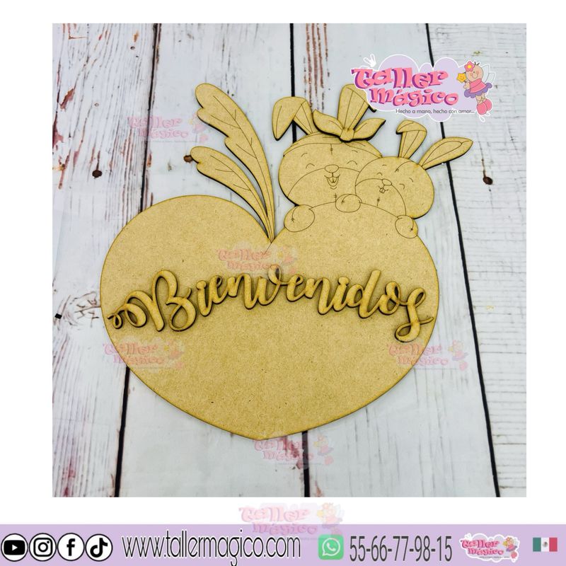 CONEJIUX CORAZON BIENVENIDOS 30CM LISO