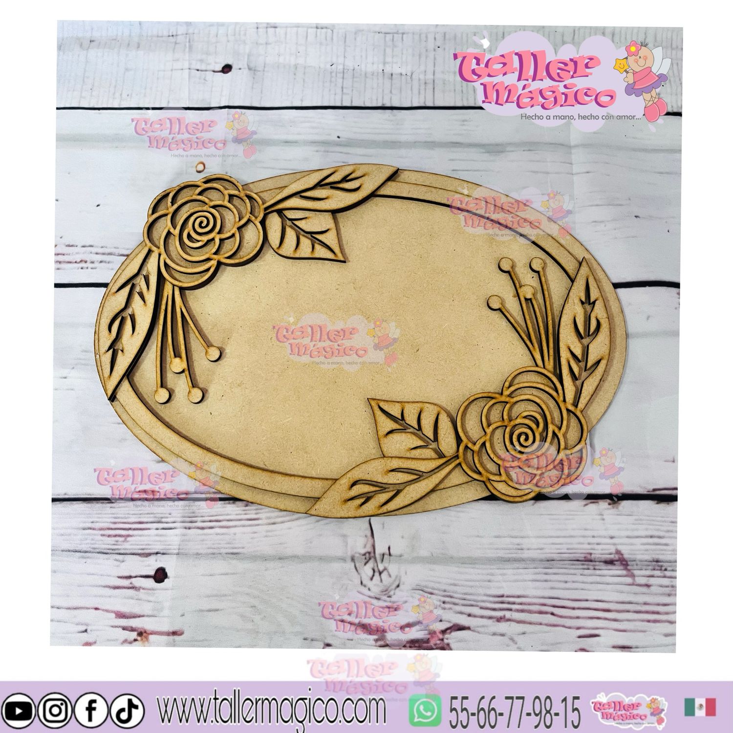 ESPEJO FLORAL OVAL  VITRAL 30CM