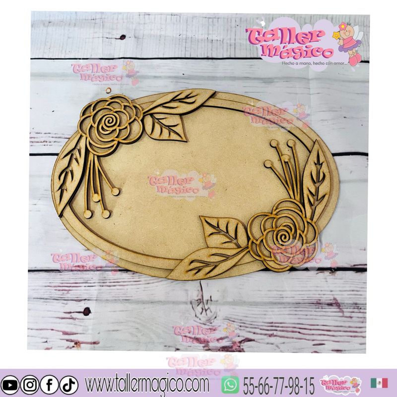 ESPEJO FLORAL OVAL  VITRAL 30CM