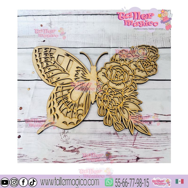 MARIPOSA FLORAL VITRAL 30CM