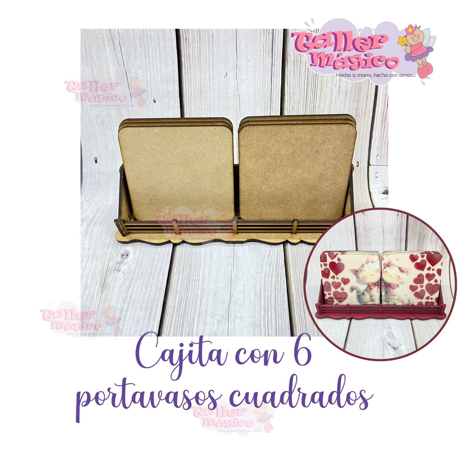 CAJITA Y 6 PORTAVASOS CUADRADOS 10cm CAJITA Y 6 PORTAVASOS CUADRADOS 10cm