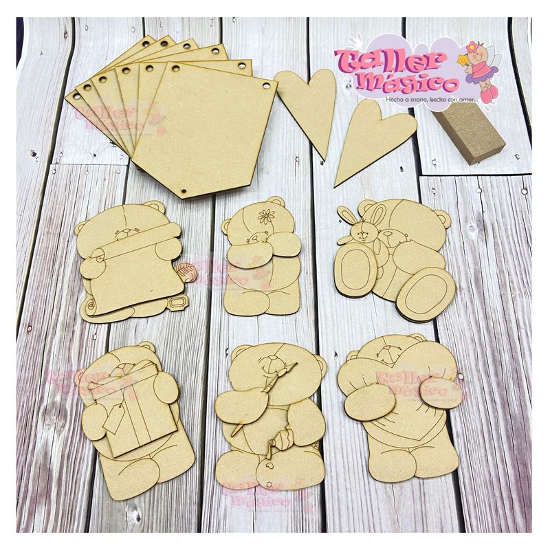 BANDERINES Y SERVILLETERO OSITOS SAN VALENTÍN