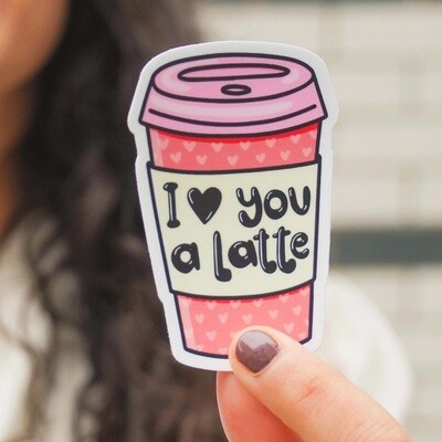 I Love You A Latte Coffee Cup Sticker (Big Moods)