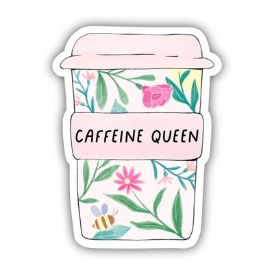 Caffeine Queen Floral Mug Sticker (Big Moods)