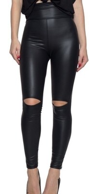 Cutted out leather Legging