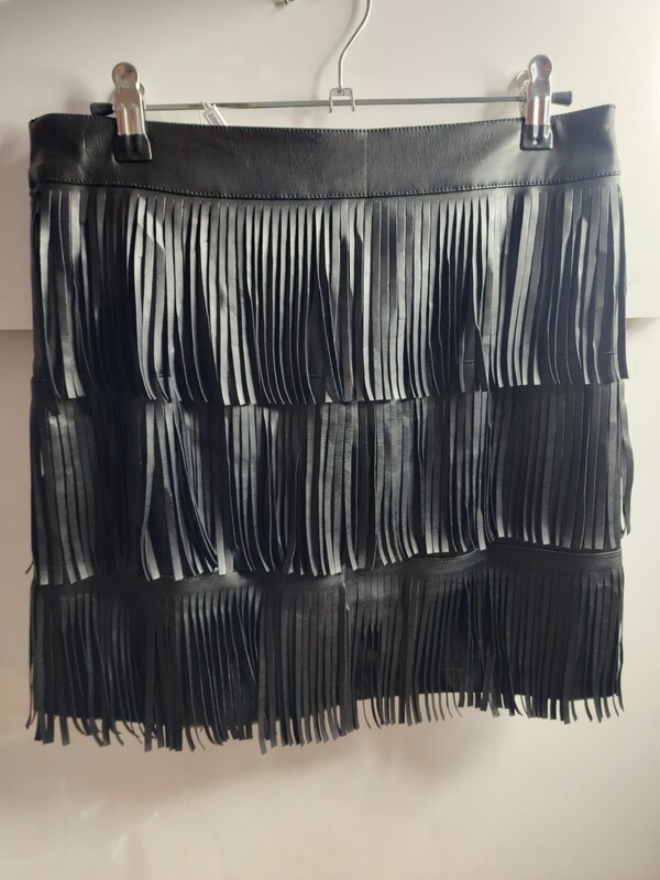 Fringes leather skirt
