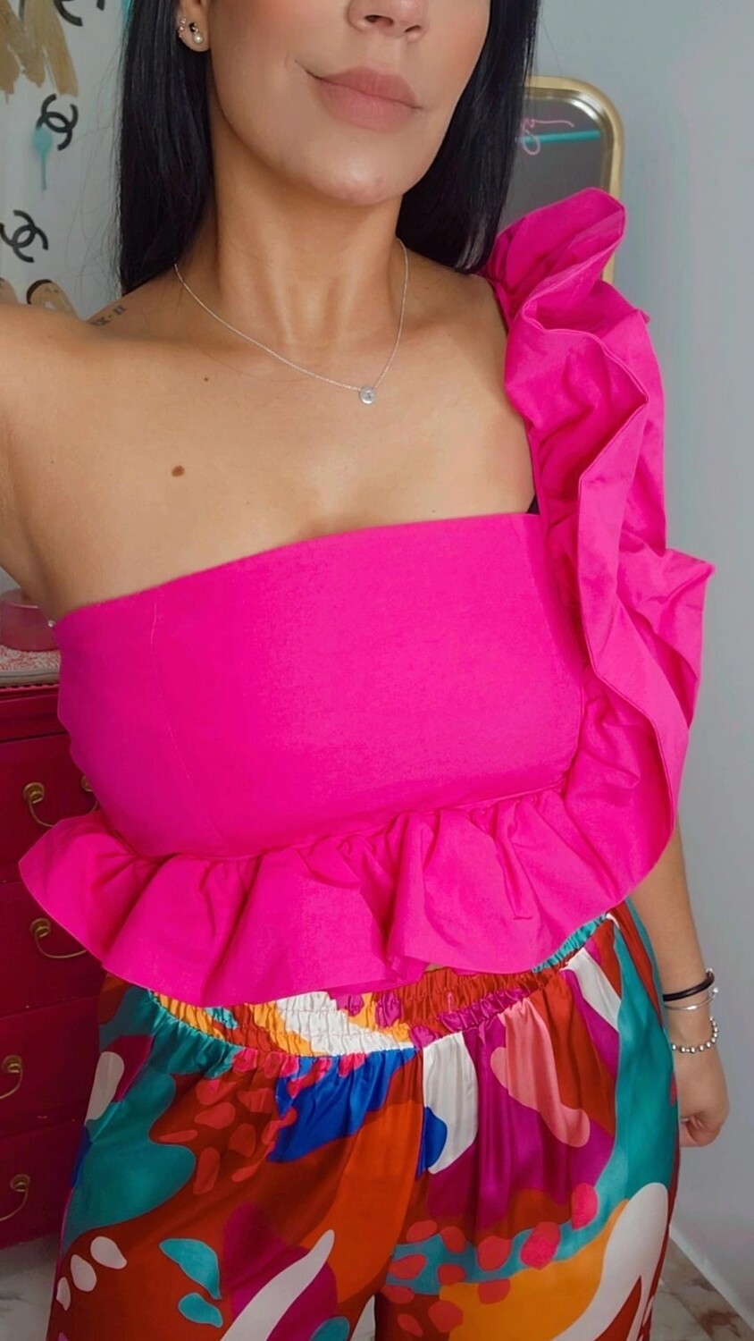 One shoulder ruffle top