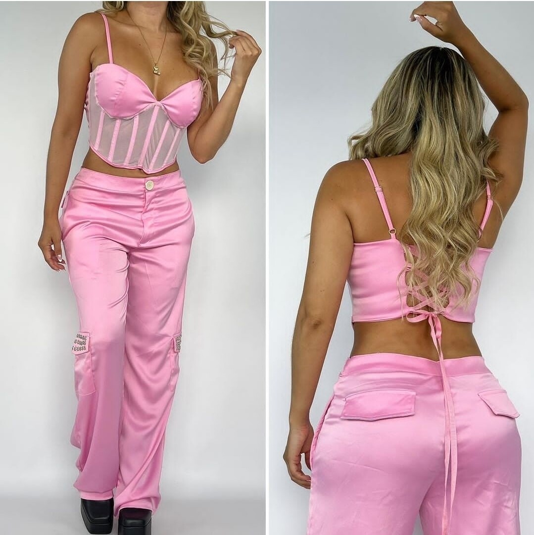Studs pockets Satin Set