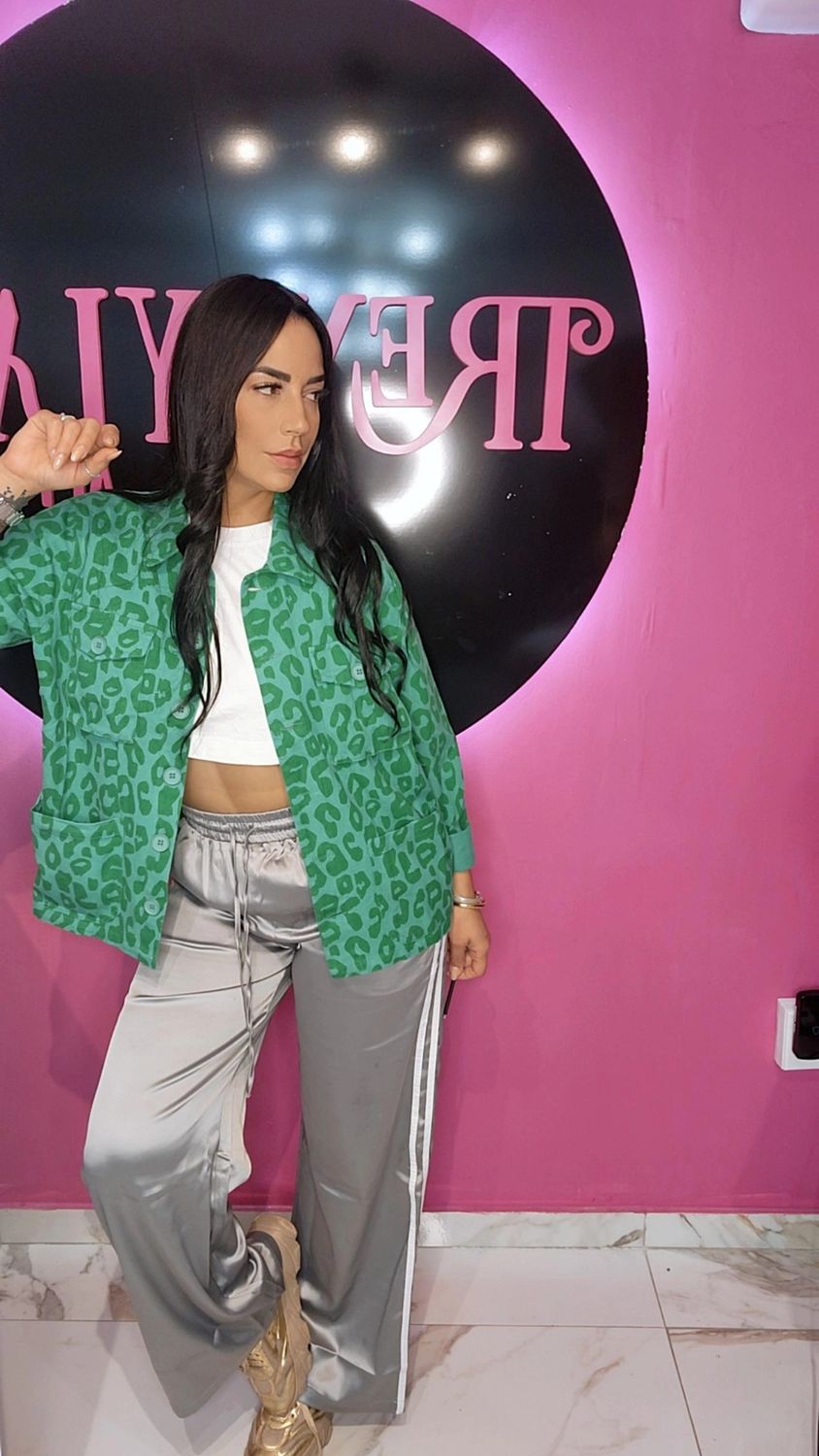 So Green leopard  jacket