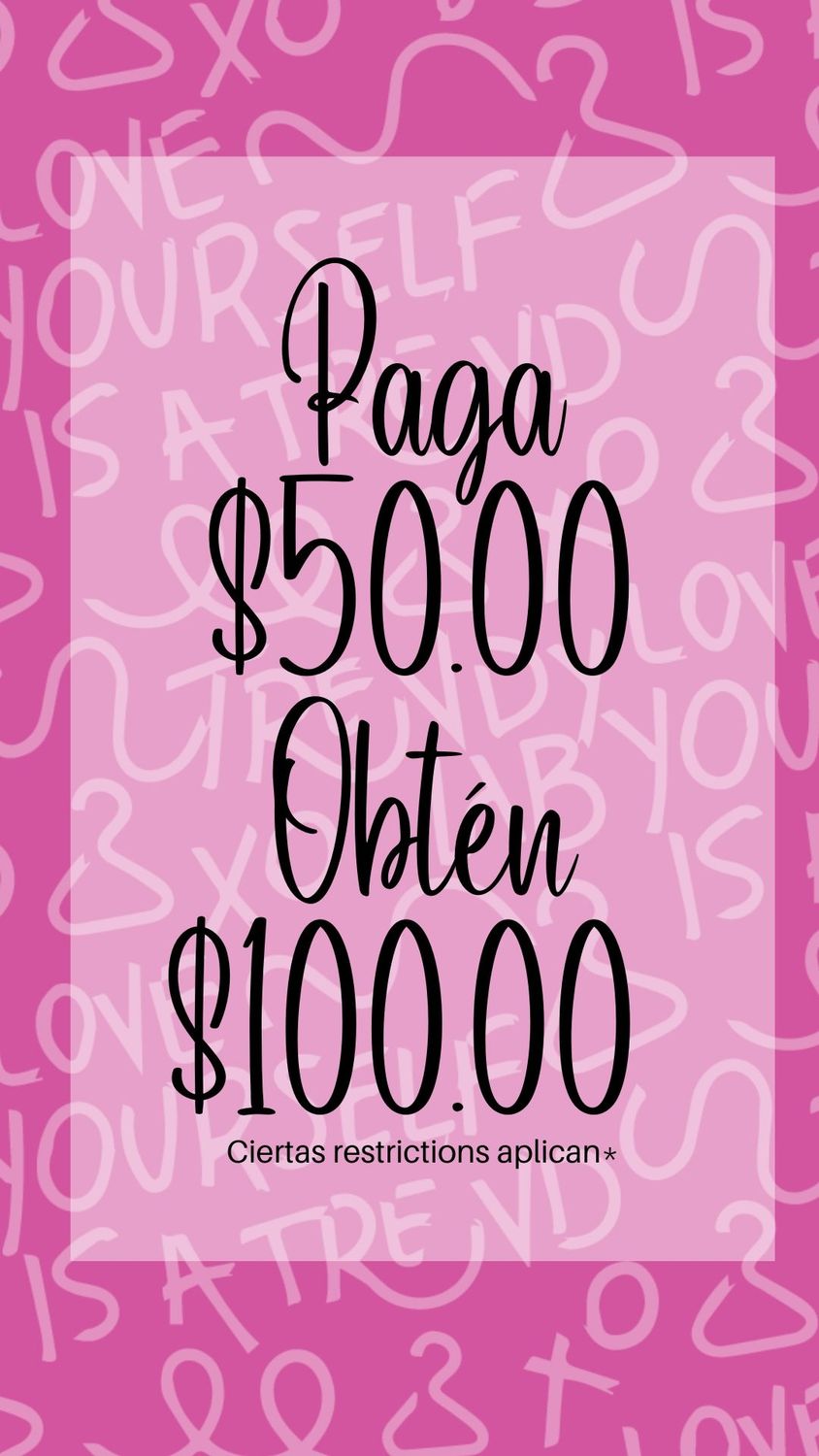 Oferta: Obtén gift card con valor de $100.00 y Paga $50.00