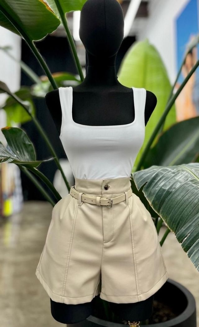Leather belted shorties
